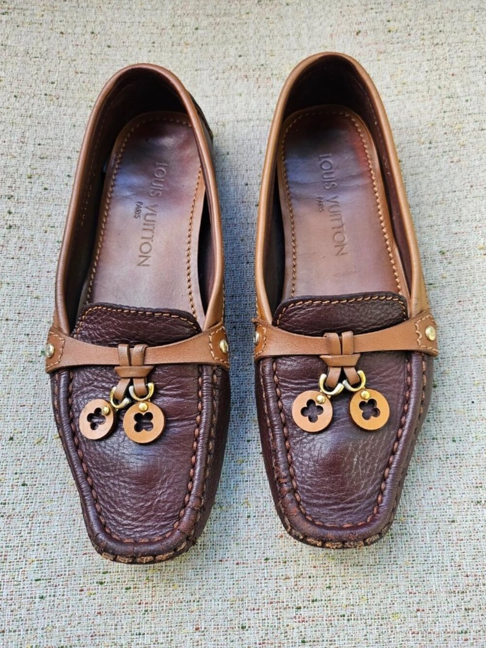 Vintage Louis Vuitton Women Shoes Loafer Slip on Brown Leather Size 37 Italy - Picture 1 of 12